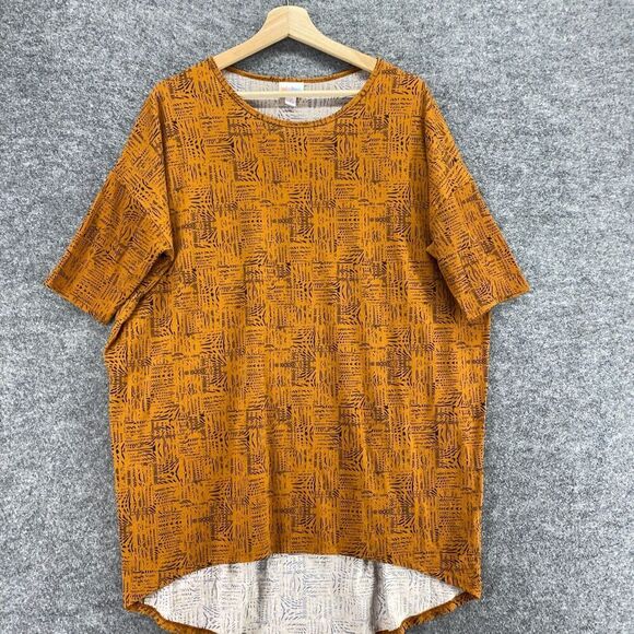 LulaRoe T-Shirt Women M Medium Orange Geometric Short Sleeve Round Neck Casual - Picture 3 of 9